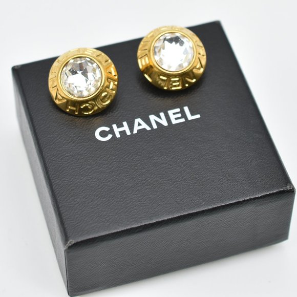 CHANEL Jewelry - Moving Sale ✨ CHANEL Logo Diamond Clear Stone Center Earrings